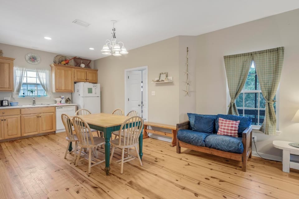 Open living and dining area