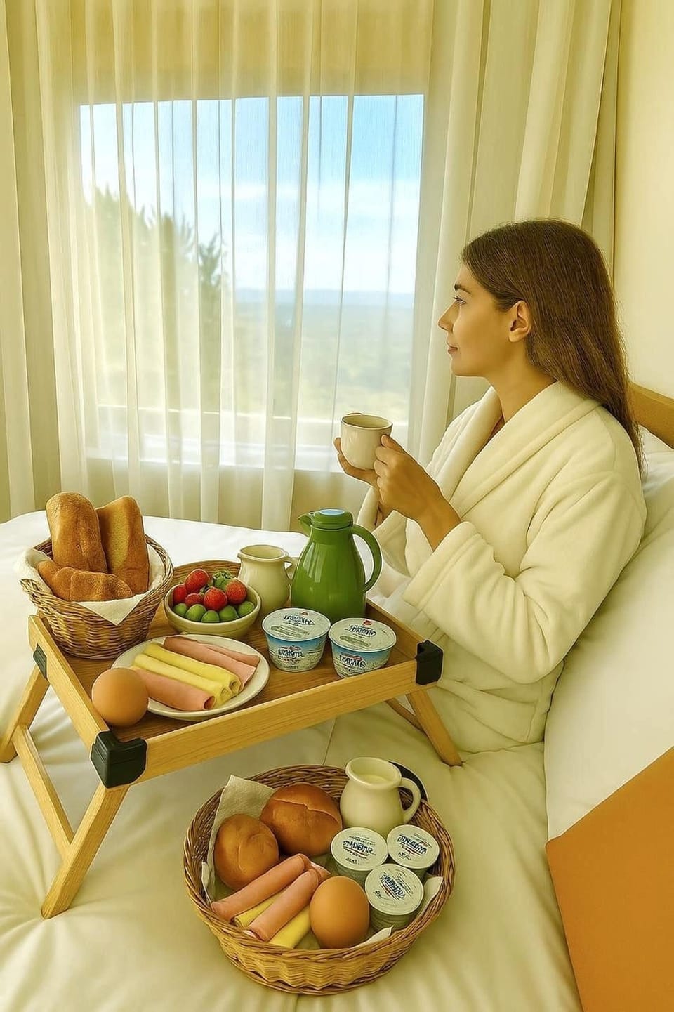 Deluxe Double Room, Mountain View | Hypo-allergenic bedding, in-room safe, individually decorated