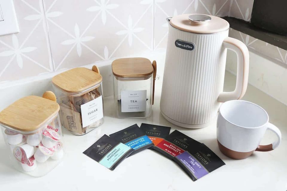 Are you a tea drinker? We provide Creamer, Sugar and an assortment of tea flavors during your stay! Heat up water in our electric kettle and enjoy a delicious mug full of tea. 