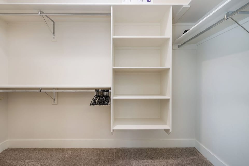 Spacious cabinets to keep your clothes neatly organized