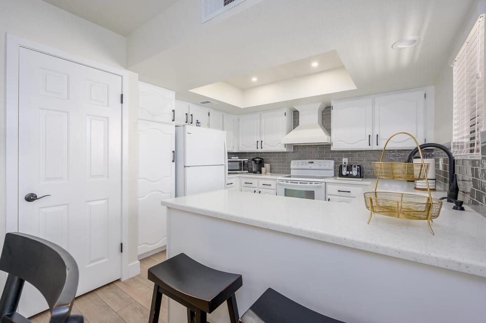Quartz counter tops in this newly remodeled unit.