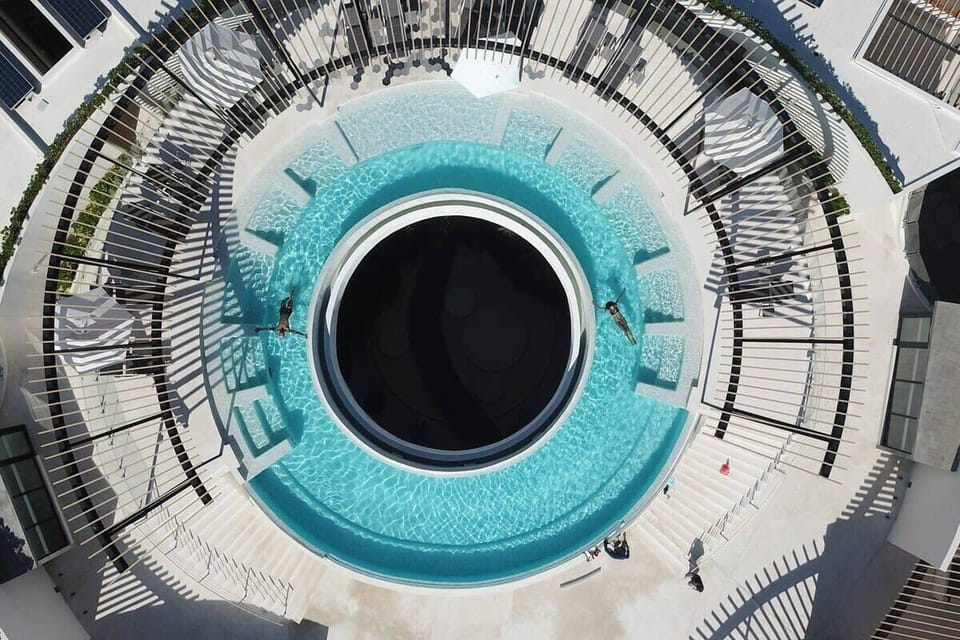 Aerial photo of the pool.