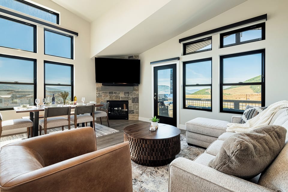Top-floor condo with mountain and lake views