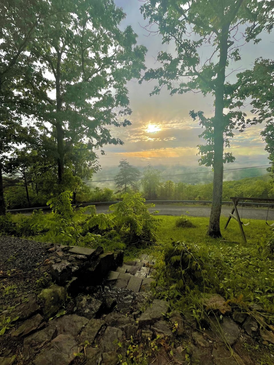 Queen Anne's Ridge breathtaking sunset view after a smokey mountain rainstorm.