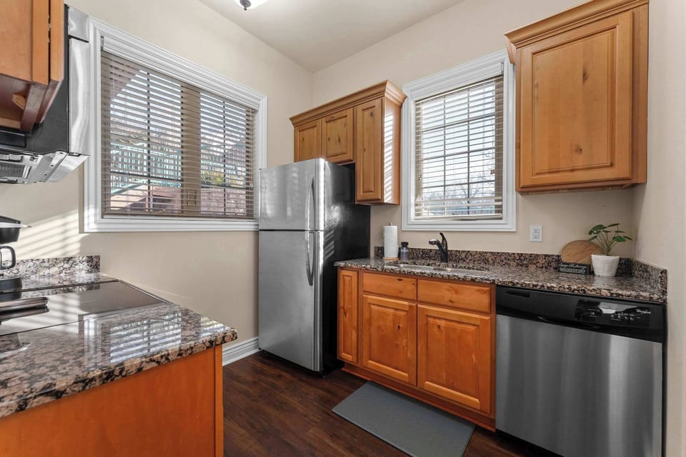 Cabinets are stocked with everything you would need to cook your favorite dishes!