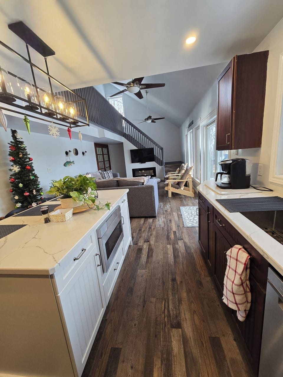 kitchen and living room 