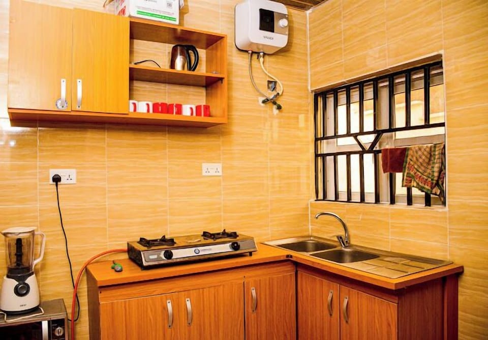 Family Apartment, Balcony, City View | Private kitchen | Fridge, microwave, oven, stovetop