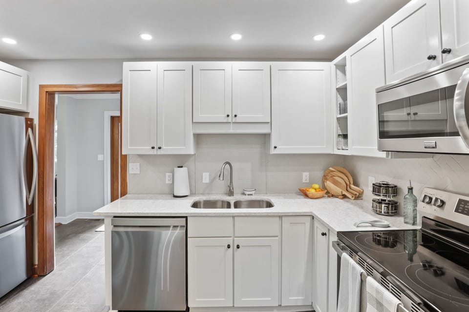 Dish soap, dish scrubby, paper towels, spices, oil all included! 