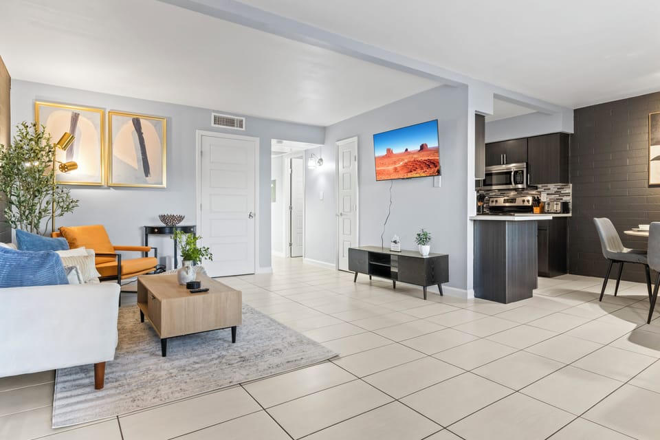 Living room with smart TV
