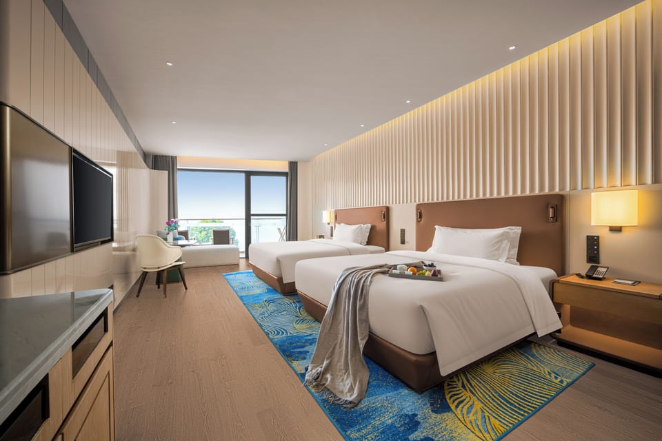 Deluxe Twin Room, 2 Queen Beds, Lake View | In-room safe, desk, blackout drapes, iron/ironing board