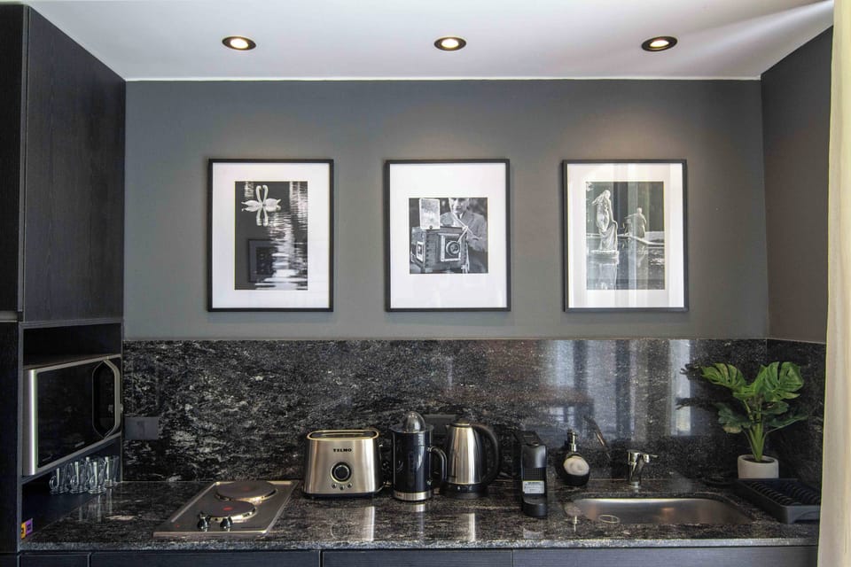 Comfort Apartment, Patio, Garden View | Private kitchen | Microwave, oven, stovetop, espresso maker