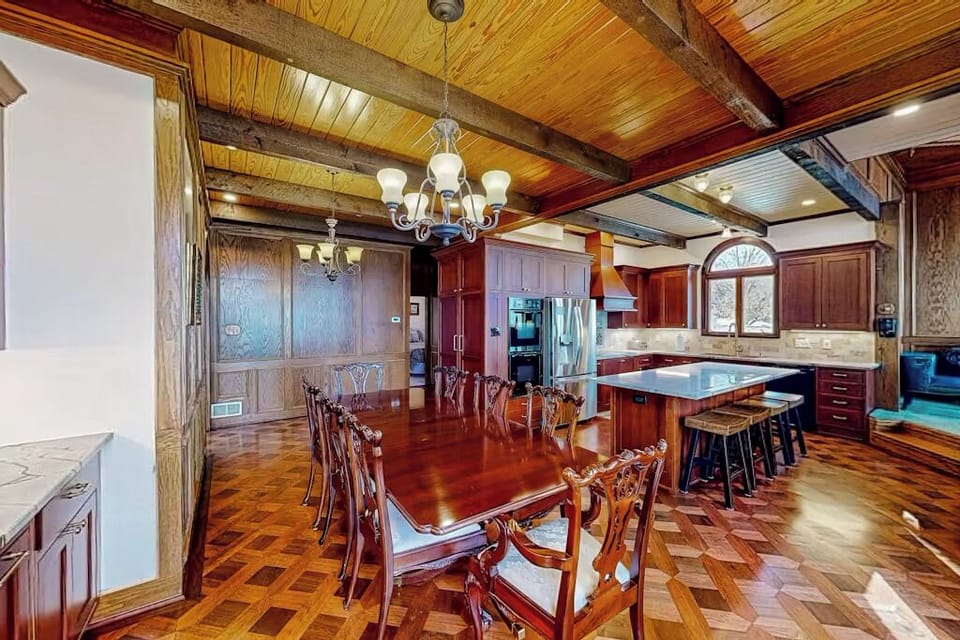 Dinning area on second floor with dining table seating up to 8 people.