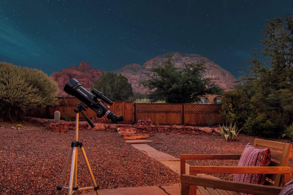 Stargaze through Sedona's renowned dark skies with the provided telescope.