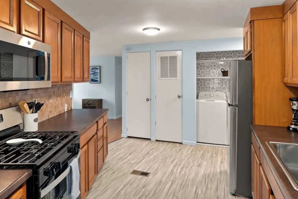 Kitchen and the laundry area