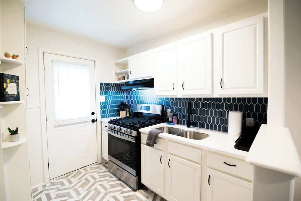 Our kitchen is well stocked with everything you need for cooking a proper meal.