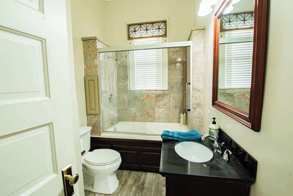 Full guest bathroom located on the main level of the home.