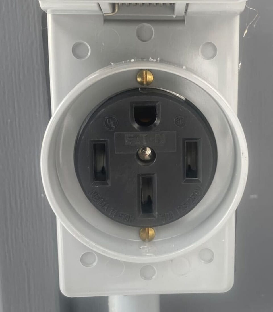 The villa has a 240 Volt, 50 amp receptacle for high speed EV charging at your villa in Colindale, Port Hood.  Guests must bring their own cable and adapter compatible with an RV outlet (as shown above).