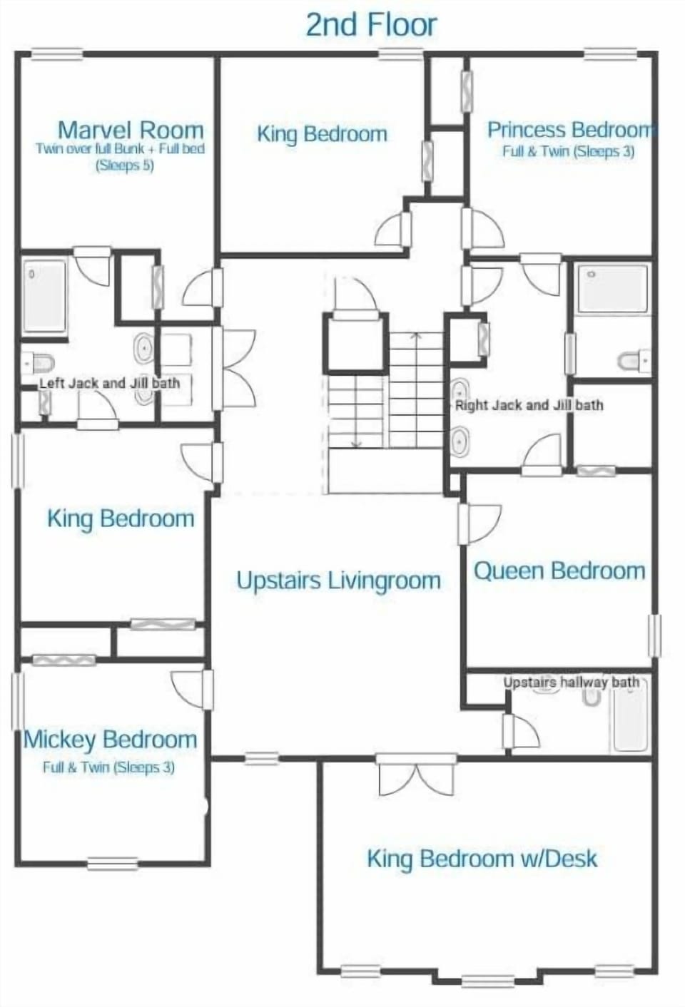 TPVH Properties have well thought out room configurations, allowing for families to sleep close by, while offering everyone a bit of privacy!