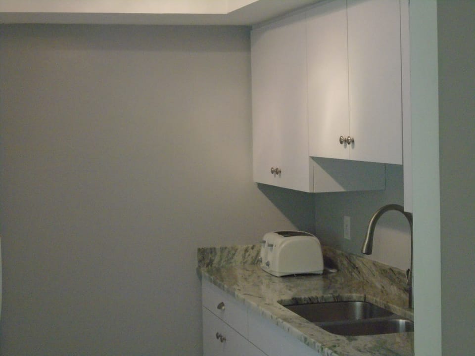 Fully stocked kitchen.