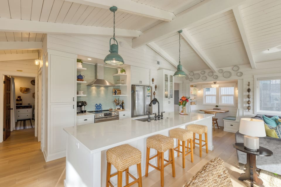 Bright, beachy interior.