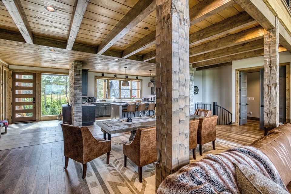 "The Lodge at Oakwood Retreat was the perfect setting for our family reunion. We shared meals at the large dining table and relaxed in the cozy living space." Guest Patty