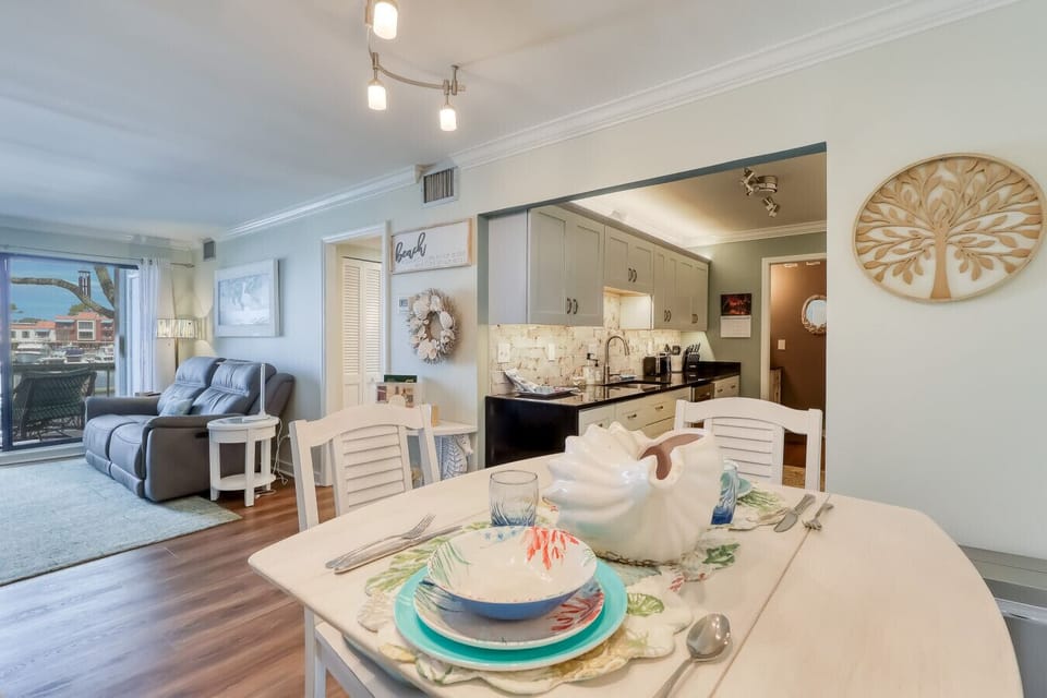 Dining Table with Open Living Room and Kitchen