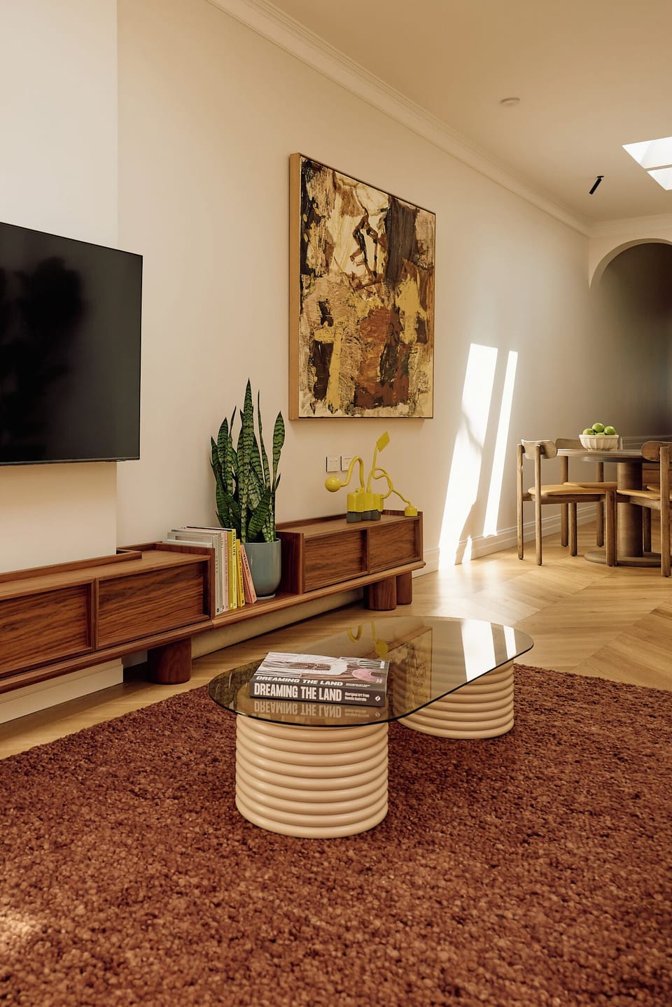 TV, Books, Coffee Table, Lounge Room - Flora Suite