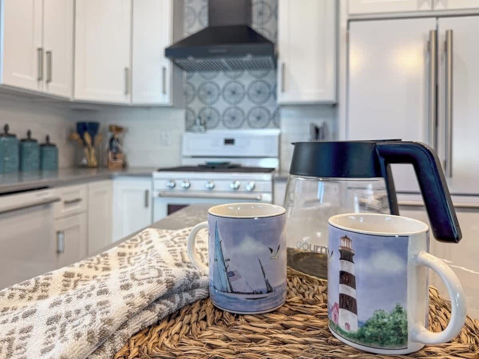 You’ll find multiple cozy spots throughout A Wave From It All to enjoy your hot beverage.