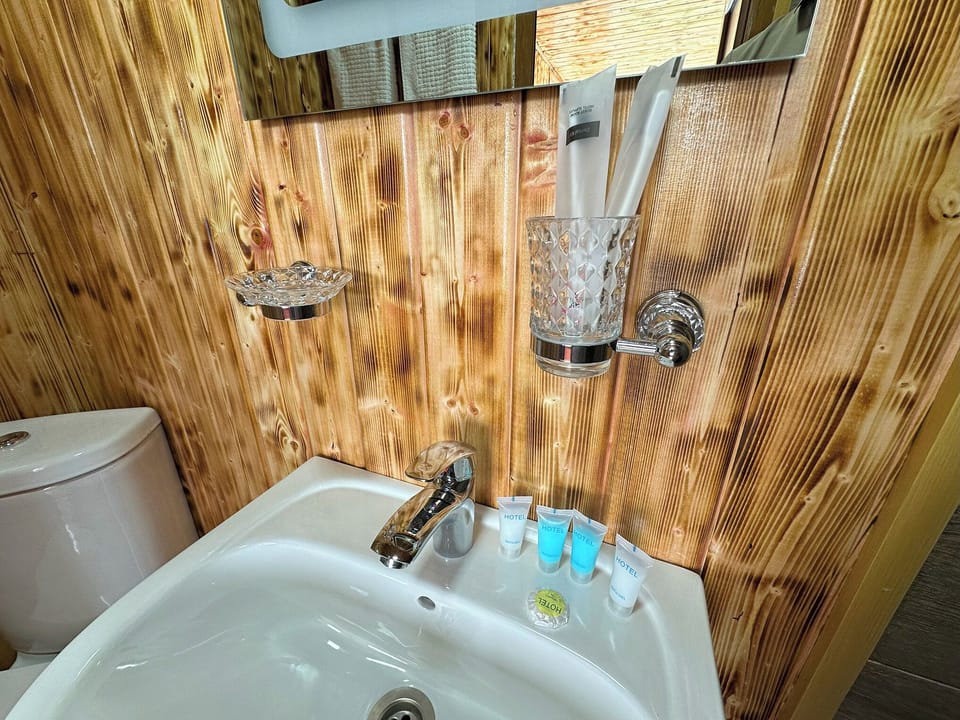 Classic Cabin, Balcony | Bathroom | Hair dryer, slippers, towels, soap