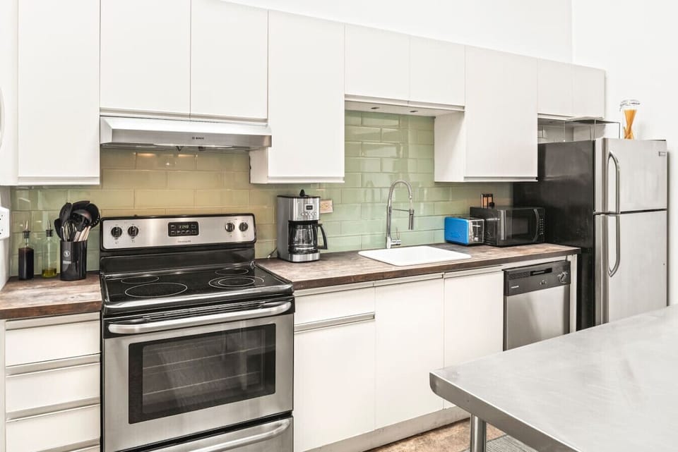Electric stove, drip coffeemaker, toaster and microwave