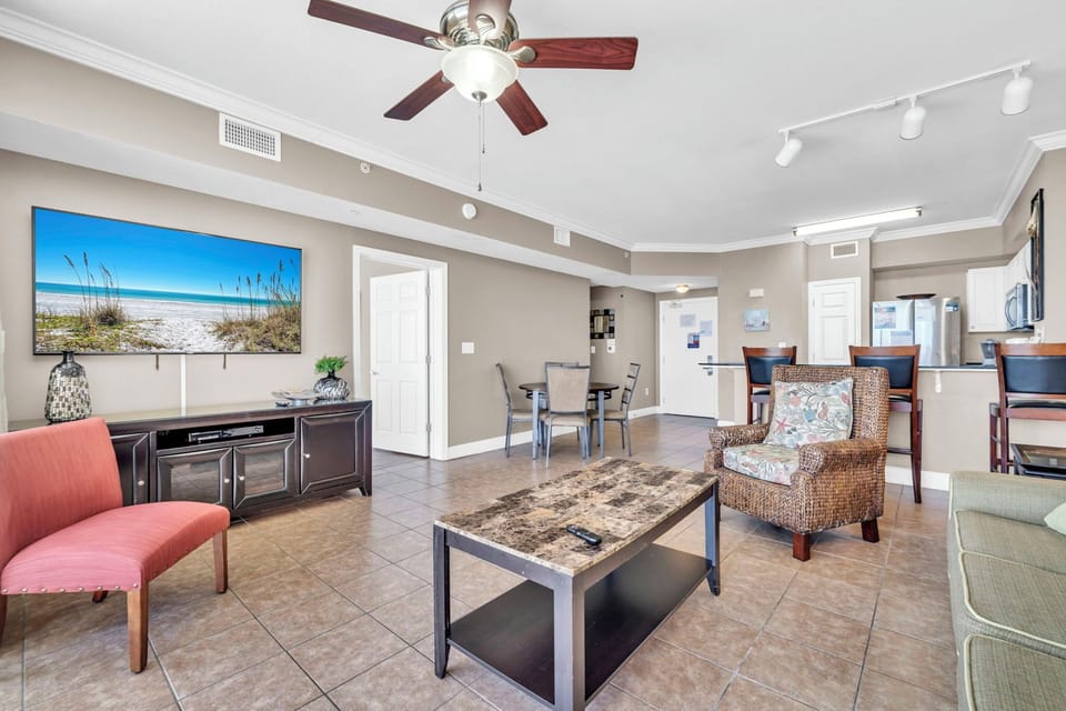 Living room with flat screen