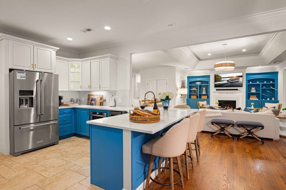 Our kitchen has ample bar space to talk, to eat, and just reconnect.