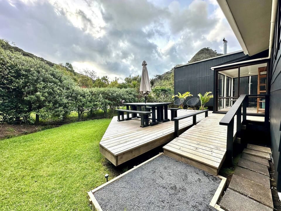 Sunny outdoor area and deck