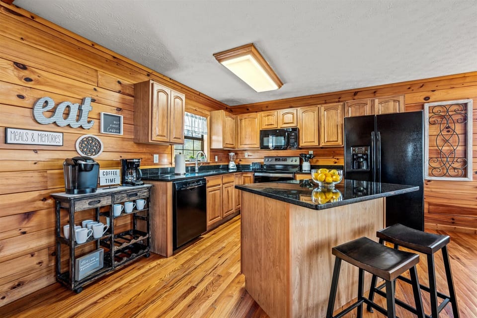 Fully stocked kitchen and coffee station.  Coffee starter kit provided.