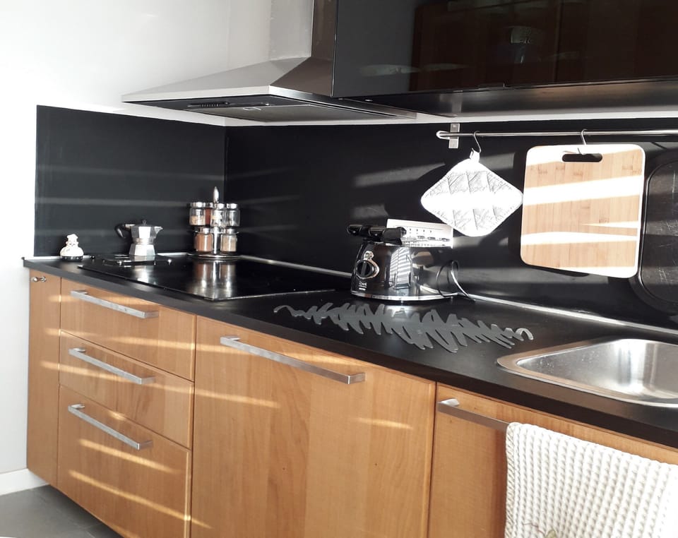 Panoramic Penthouse | Private kitchenette | Full-size fridge, microwave, oven, stovetop