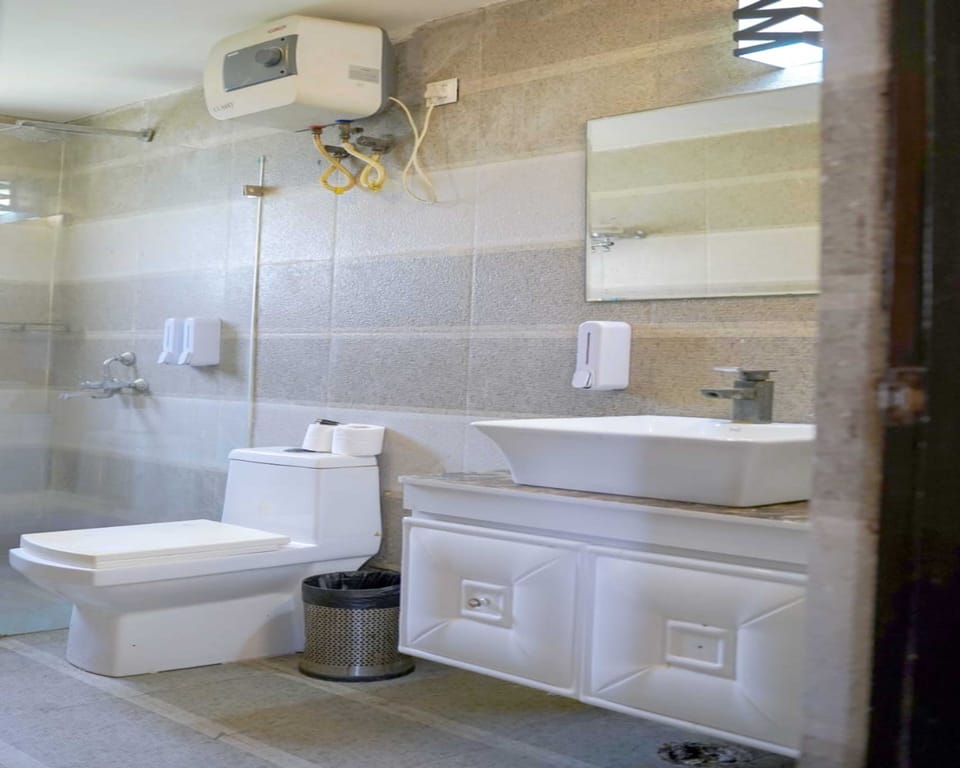 Shower, slippers, shampoo