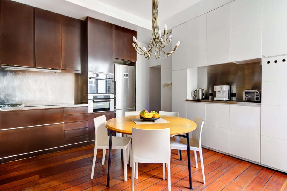 The open-plan kitchen and dining area
