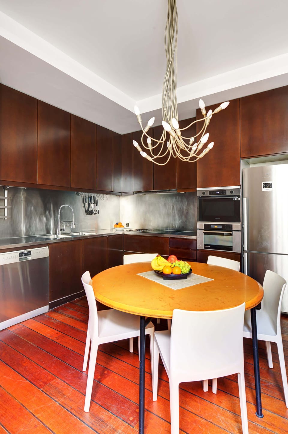 The open-plan kitchen and dining area