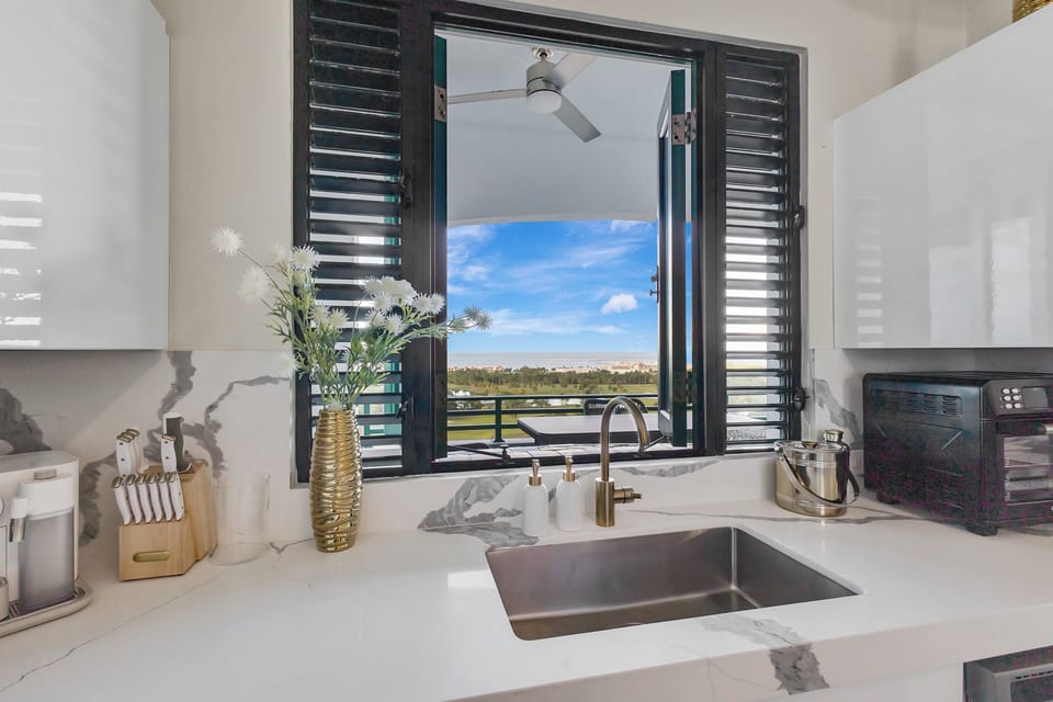 Window from kitchen facing the ocean