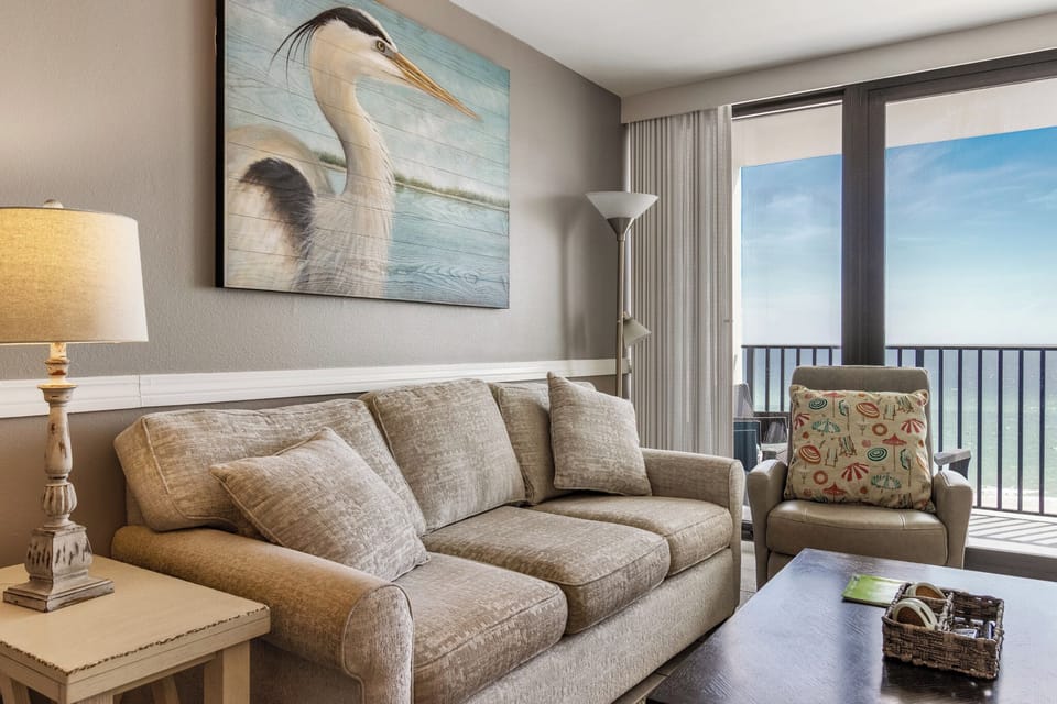 Living Room - Sleeper Sofa + Balcony Access