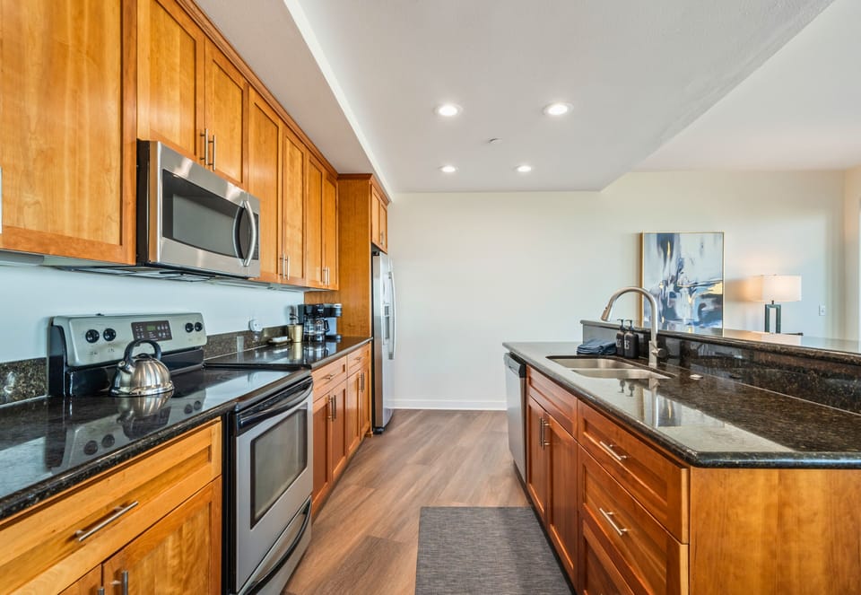 With tons of counter space and all the essentials, cooking anything is a breeze!