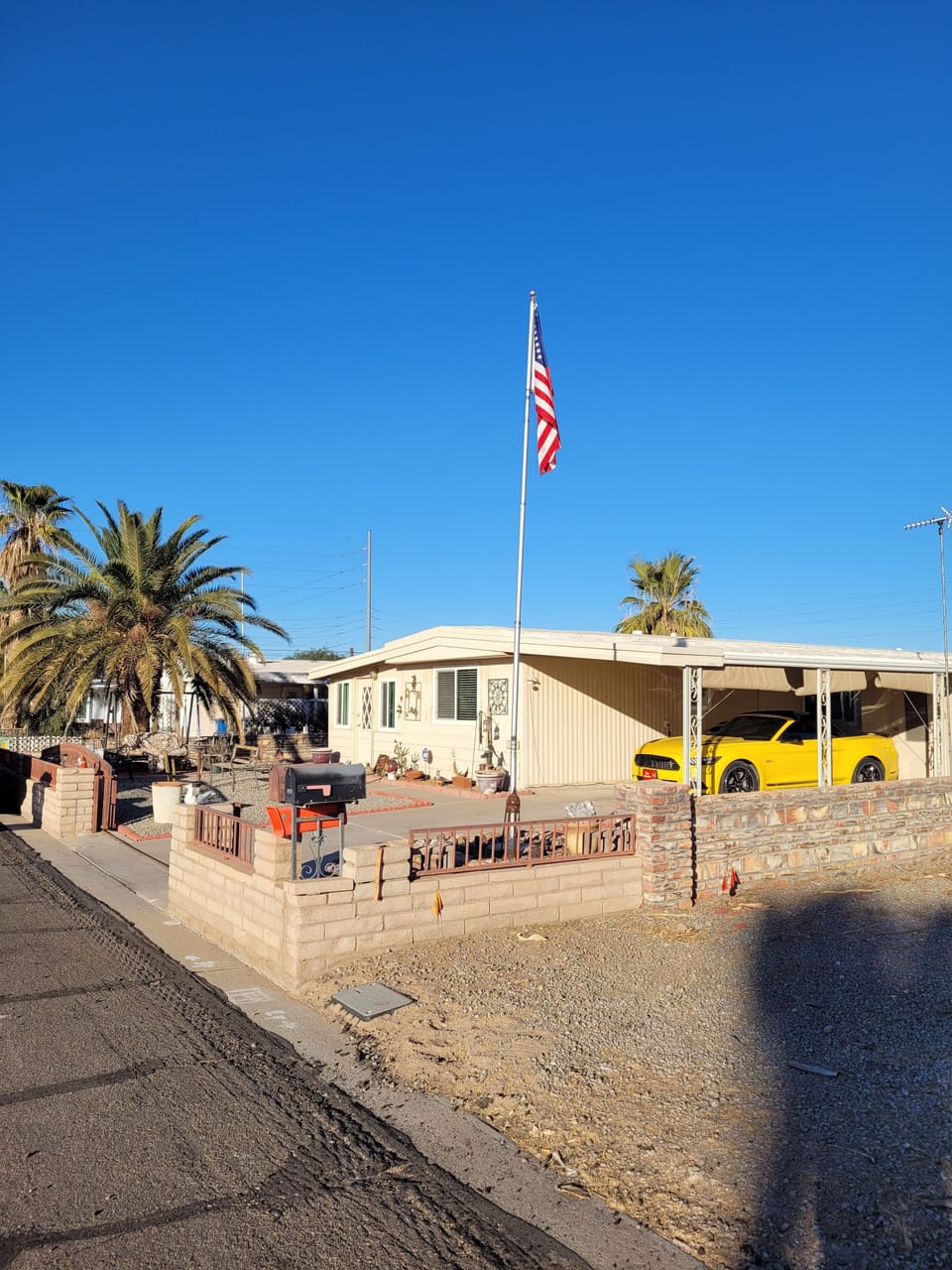 Front door leads into the Arizona room,  & half the length of the residence 