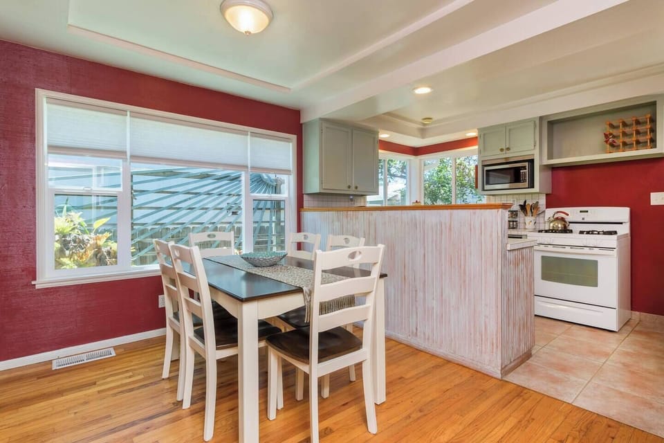 Open dining and kitchen area