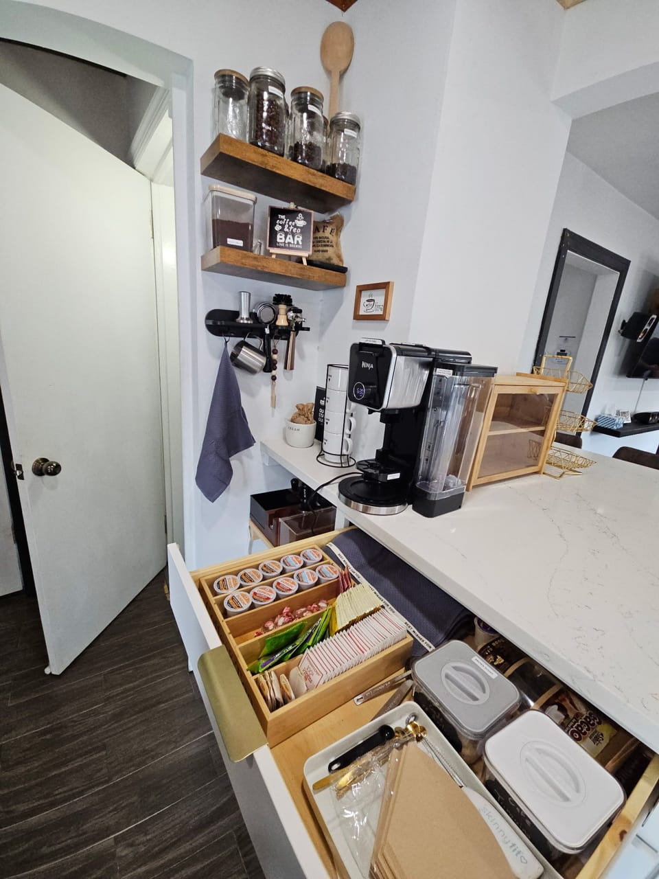 Coffee and Tea bar with complementary coffee and tea.