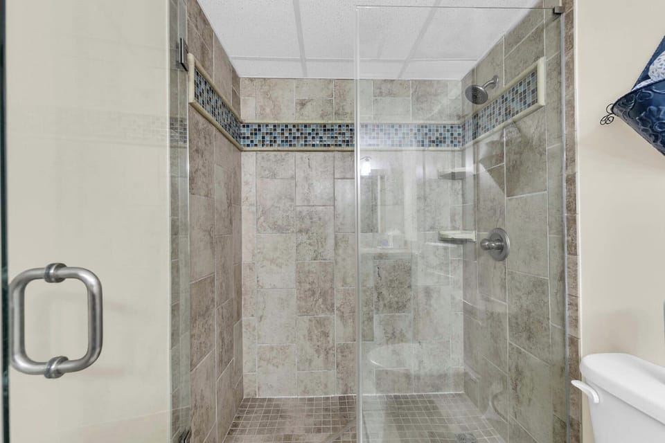 Walk-in shower in the guest bathroom
