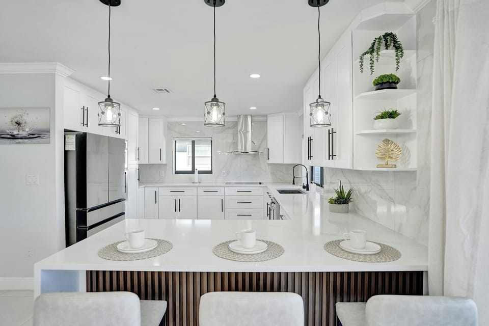 Fully stocked kitchen with everything you'll need for a home cooked meal