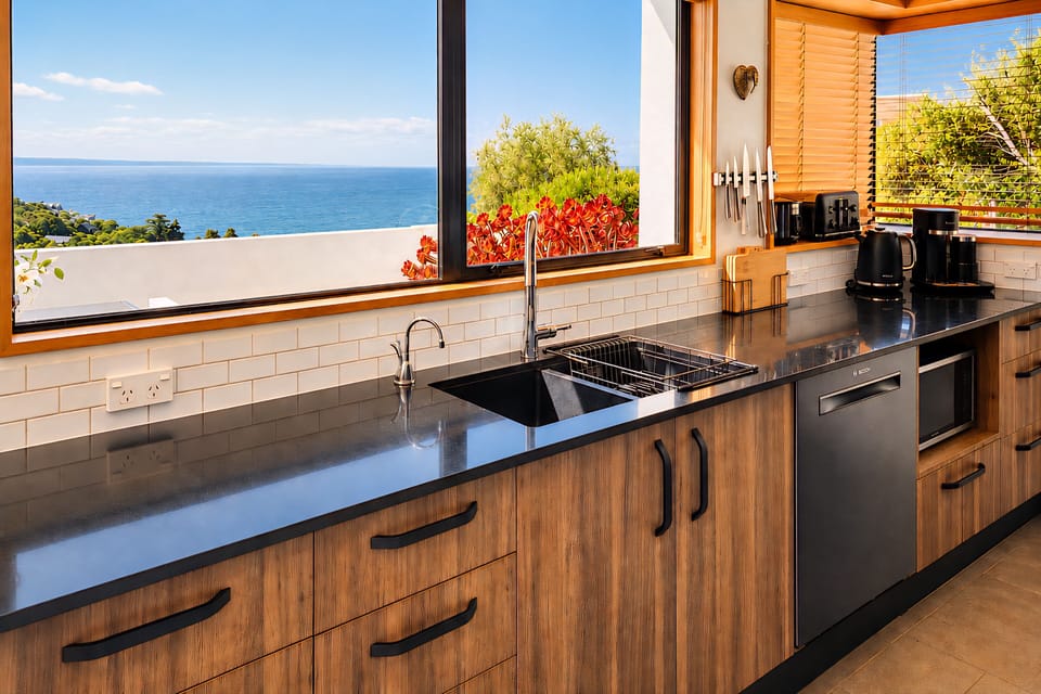 Enjoy ocean views from the kitchen while preparing meals