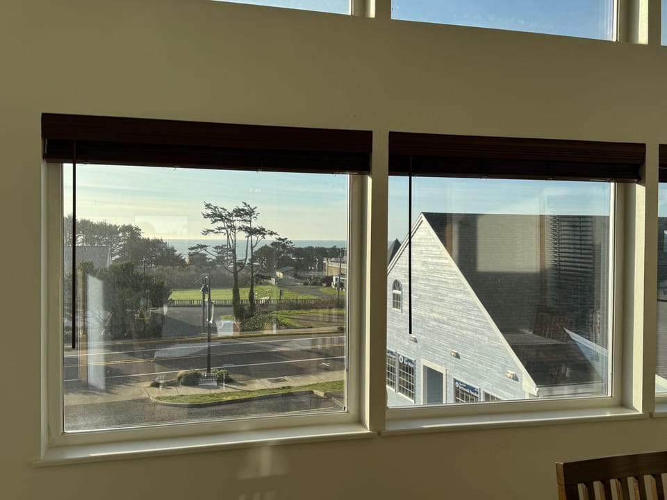 Distant ocean view from the dining area