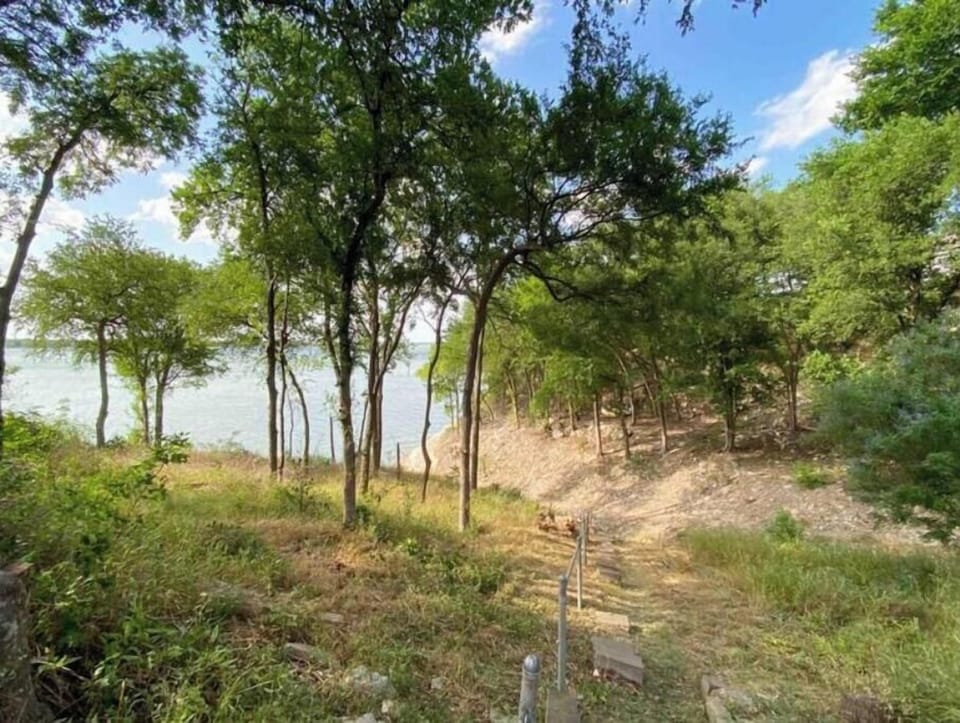 View from the backyard going down towards the lake
