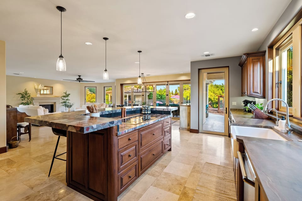 Our great room with kitchen and dinning